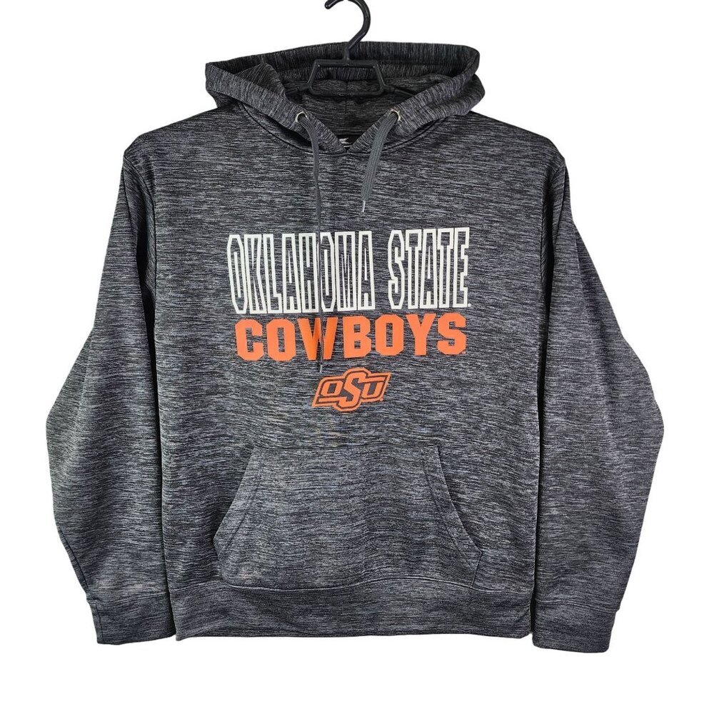 Men's Heather Gray Oklahoma State Cowboys Hooded Sweatshirt Colosseum Size L